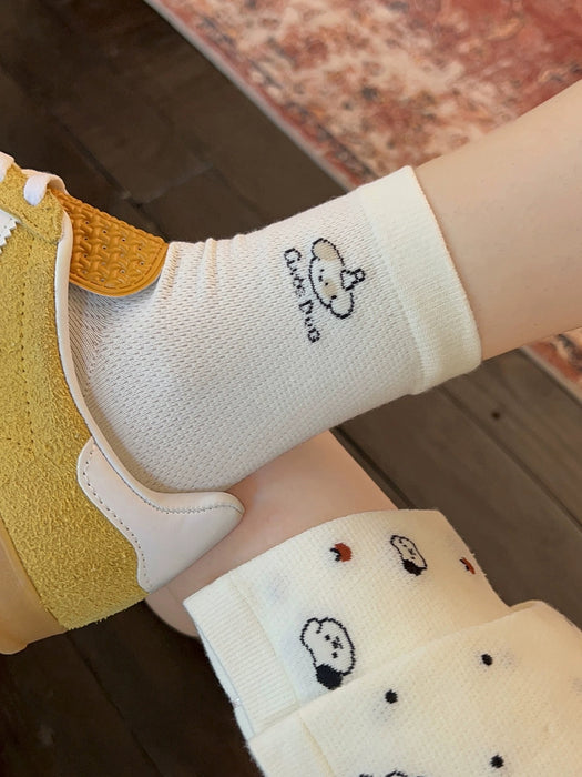 Wholesale White socks, mid length socks, pure cotton, cute mesh, breathable, stacked long socks