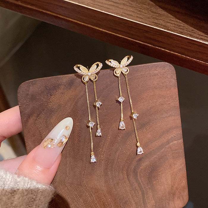 Wholesale Crystal Butterfly Pearl Earrings