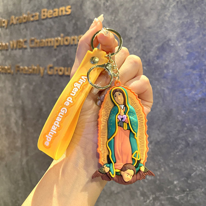 Wholesale Jesus Saint Keychain Pendant PVC Soft Glue Virgin Bag Car Key Chain Jewelry Gift