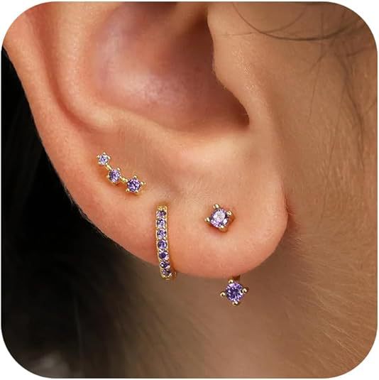 Wholesale Fashion and versatile accessories, copper inlaid with colorful zircon earrings, elegant temperament, perforated earrings