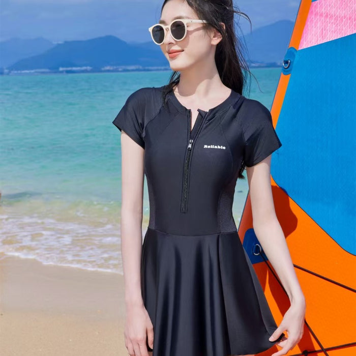 Wholesale New high-end one-piece flat corner fashionable skirt style conservative hot spring swimsuit