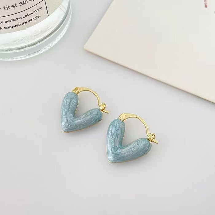 Wholesale Oil Drop Light Luxury Heart Shaped Ear Clip Earrings JDC-ES-Qik002