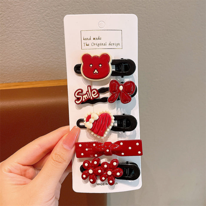 Wholesale Red dot hair clip children's bangs side clip baby forehead small hair clip