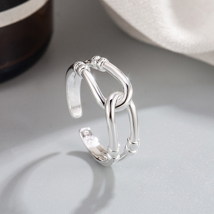Wholesale Personalized temperament, smooth double-layer knotted winding open ring, female cool style, cross opening ring