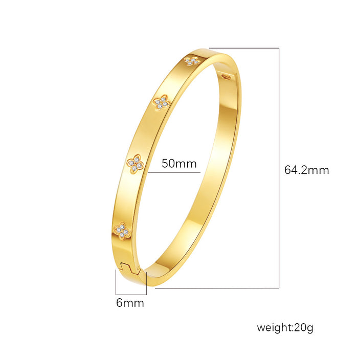Wholesale Round stainless steel buckle electroplated diamond-encrusted bracelet