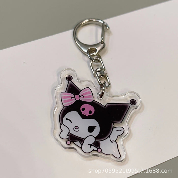 Wholesale Double-sided Keychain Cute Cartoon Book Bag Pendant Transparent Pendant Acrylic Keychain for Men and Women