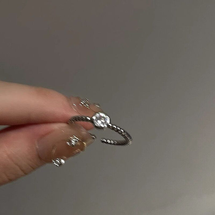 Wholesale Plain zircon metal ring set with niche design, simple index finger ring