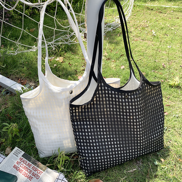 Wholesale Simple and atmospheric square grid vest canvas bag, single shoulder large capacity backpack