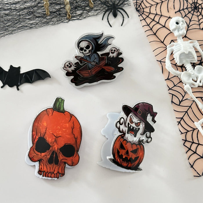 Wholesale headdress funny skull pumpkin clip witch hat ghost hairpin half-tied ponytail clip hair accessories