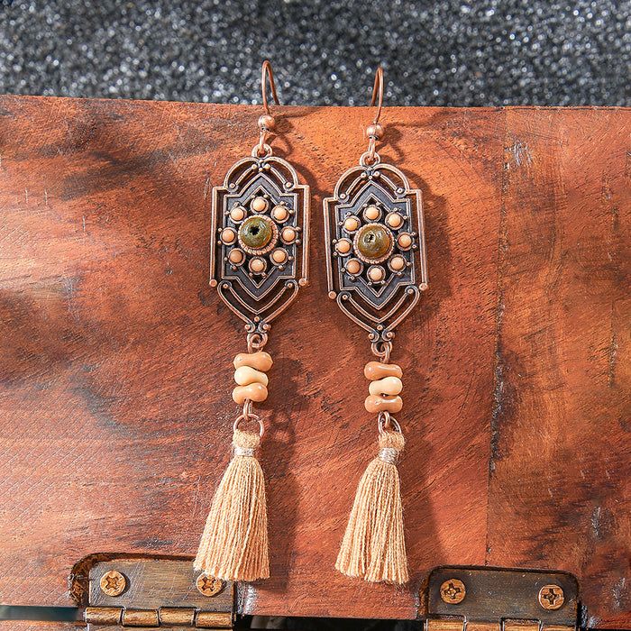 Wholesale Bohemian Tassel Geometric Earrings - Retro Ethnic Style Fashion Accessory MOQ≥2
