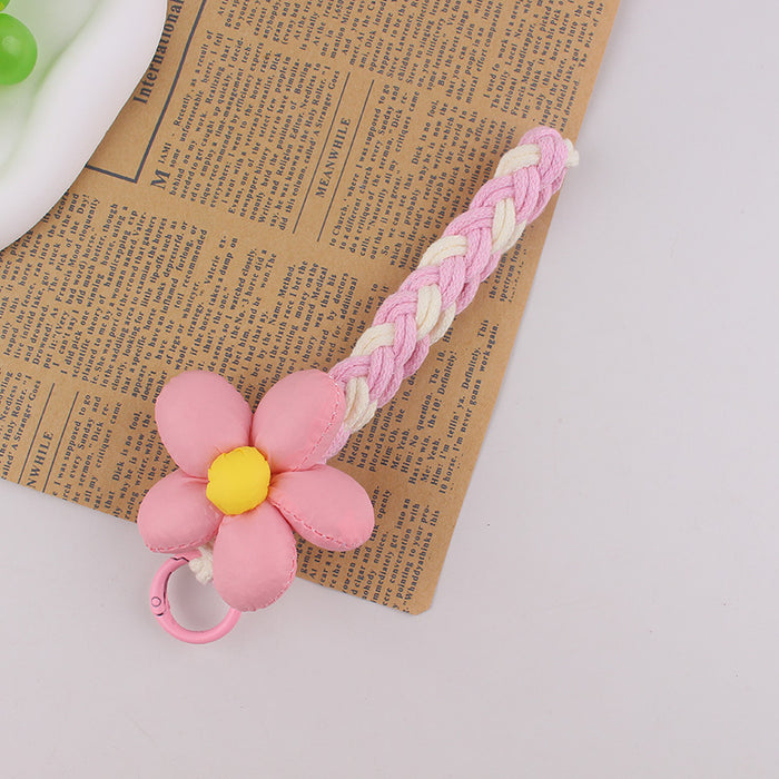Wholesale Sweet flower mobile phone lanyard,  neck rope,  crossbody strap,  woven keychain