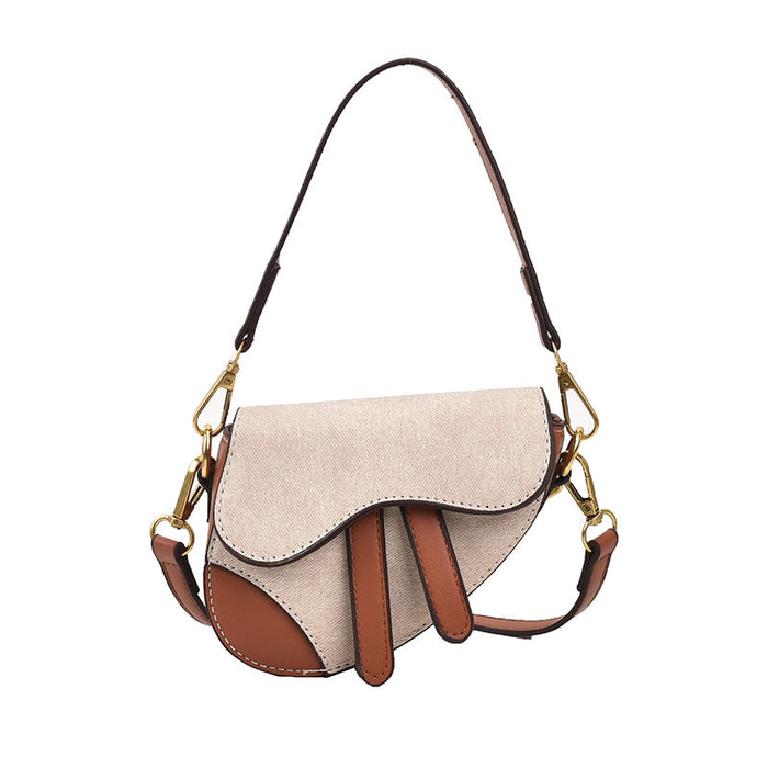 Wholesale New children's bag, fashionable contrasting color saddle bag, baby mini retro crossbody bag