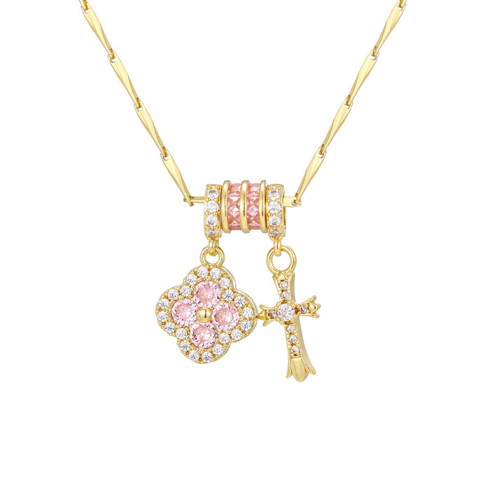 Wholesale copper gold-plated four-leaf clover necklace