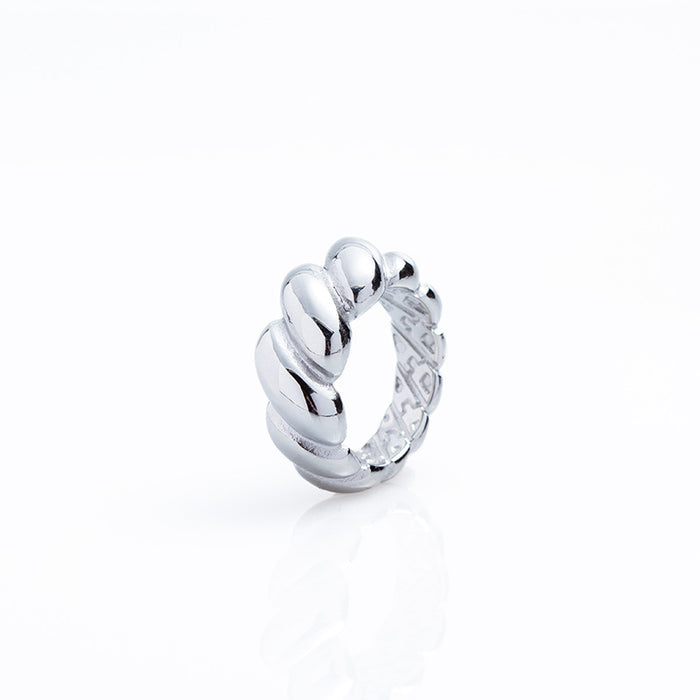 Wholesale Lava Series Gold Croissant Titanium Steel Ring JDC-RS-YuYuan010