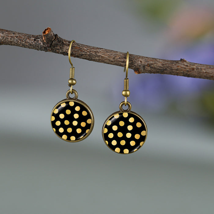 Wholesale Round Polka Dot Pattern Earrings for Men and Women Creative Earrings