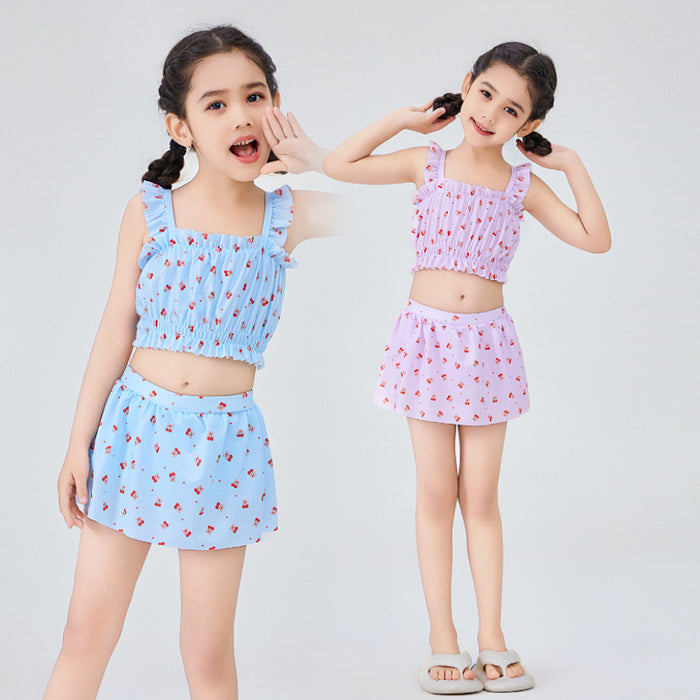Wholesale New children's swimsuit, girls' hot spring, big children's split cute floral dress, new swimsuit, children's swimsuit