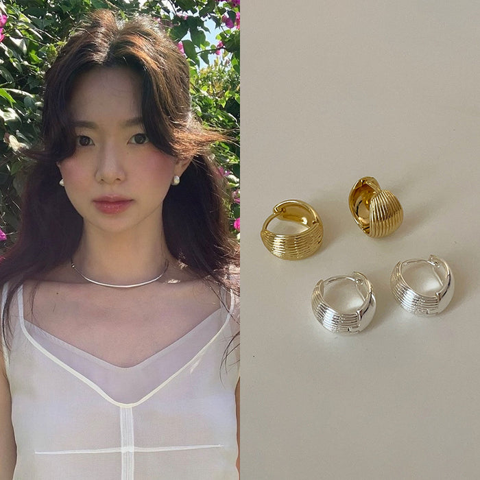 Wholesale Shell patterned plain ring ear buckle, simple, personalized, fashionable, versatile earrings and earrings