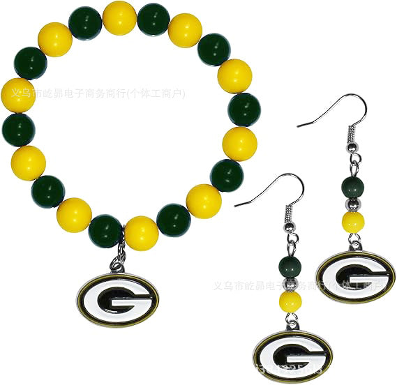 Wholesale Football Colored Candy Acrylic Bead Bracelet Earring Set