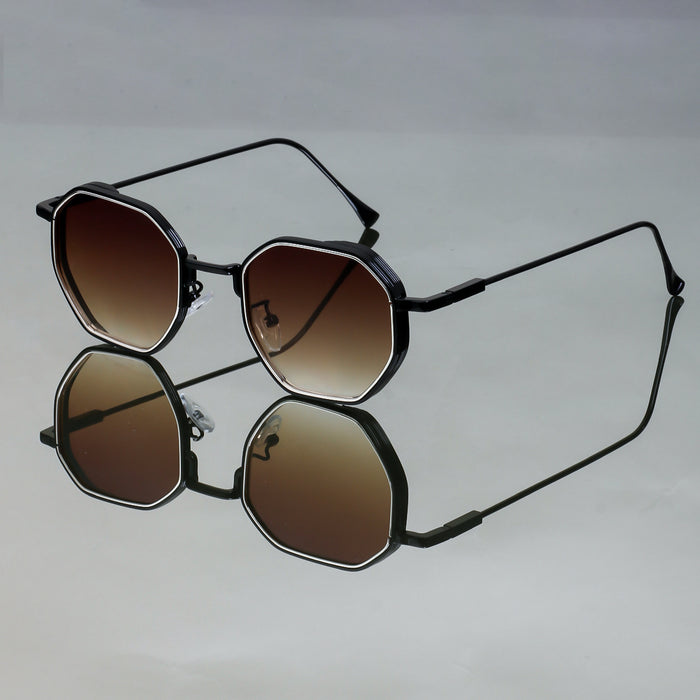 Wholesale New metal polygon sunglasses with sun shading and high-end feel, fashionable and trendy sunglasses