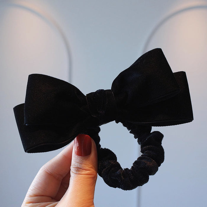 Wholesale black bow hair rope hair accessories velvet simple temperament hair tie female hair band new high-grade hair rope