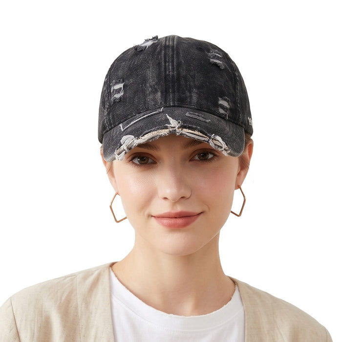 Wholesale Distressed Denim Baseball Cap Unisex Sun Protection Street Style Fashion Accessory