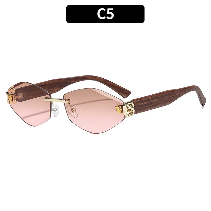 Wholesale Frameless Sunglasses Gold Frame Gray Lens UV400 Street Fashion Accessory