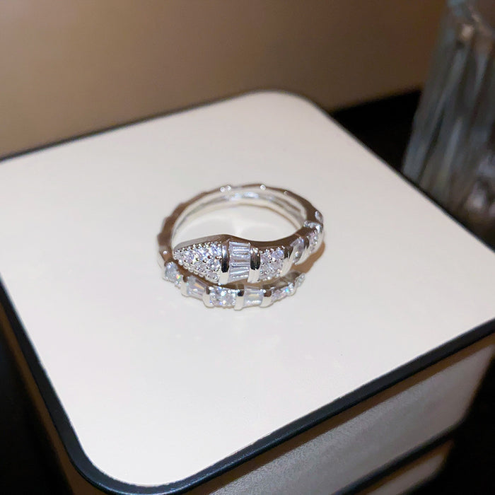 Wholesale Zircon diamond geometric love open ring sweet niche fresh index finger ring fashion high-end jewelry