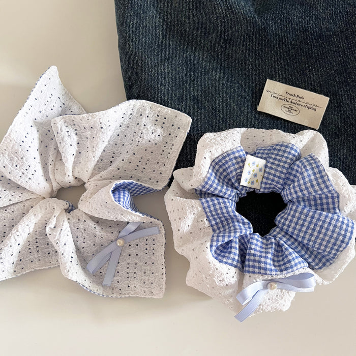 Wholesale Lace double-sided bow headband, square scarf, flower ball, hair tie, hair accessory