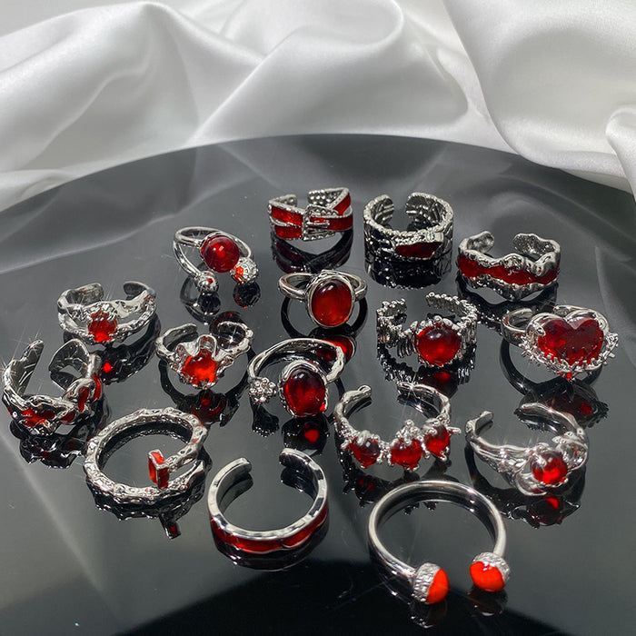 Wholesale Red high-end ring, layered, niche design, personalized ring