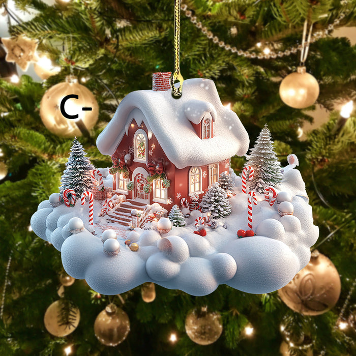 Wholesale Christmas Snow House Acrylic Keychain Pendant MOQ≥2