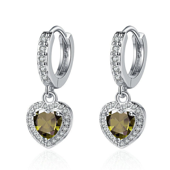 Wholesale Copper Inlaid Zircon Heart Earrings