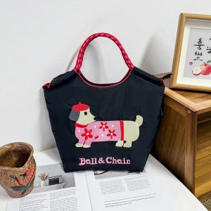 Wholesale Embroidered canvas crossbody bag zipper shoulder bag women' s fashionable handbag