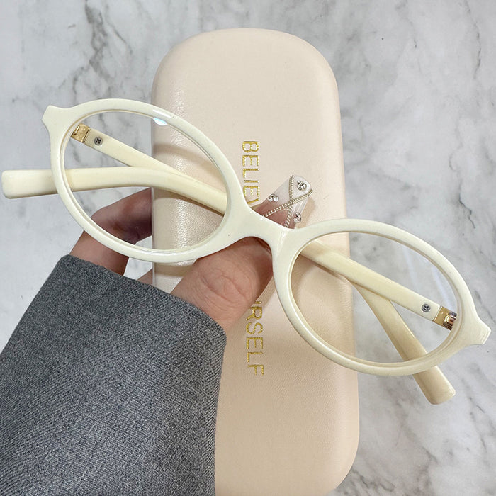 Wholesale Eyeframe for myopia, elliptical flat lens, small frame, retro glasses frame