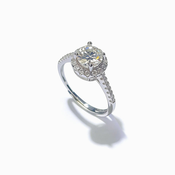 Wholesale 925 Silver Moissanite Ring Adjustable Open Design Stylish Women' s Jewelry Accessory