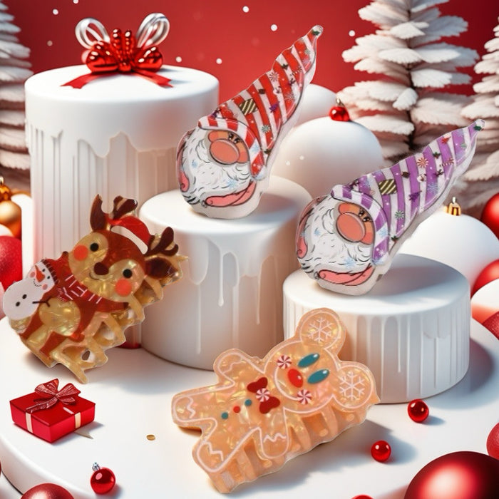 Wholesale Christmas Series Gingerbread Man Hair Clip Elk Shark Clip  Ponytail Clip