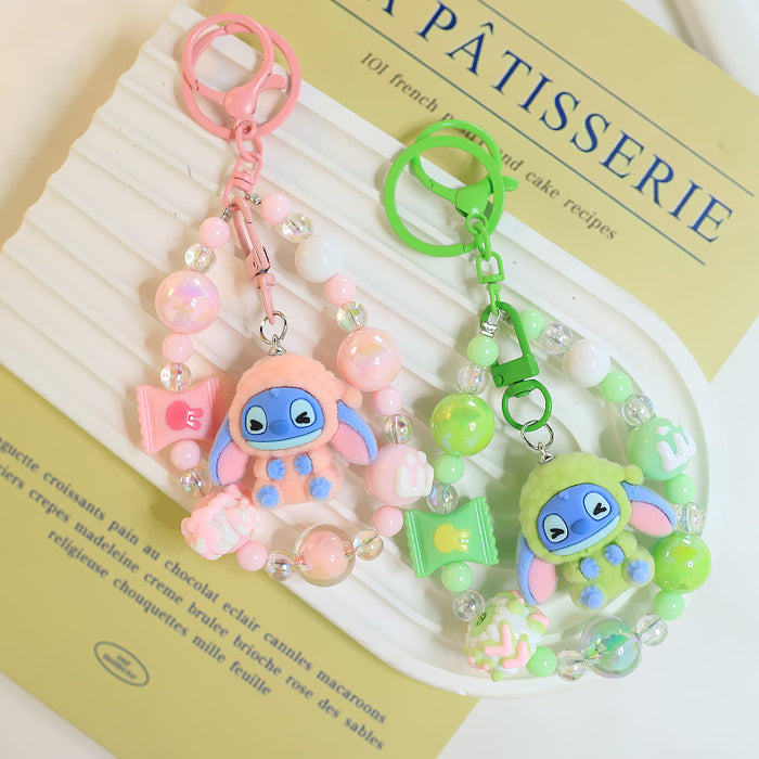 Wholesale Cartoon Plush Bag Beaded Chain Pendant Streaming Cute Doll Student Keychain Accessory