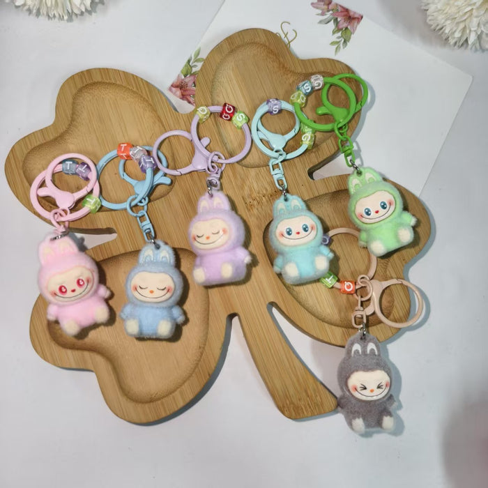 Wholesale flocked cute key doll keychain