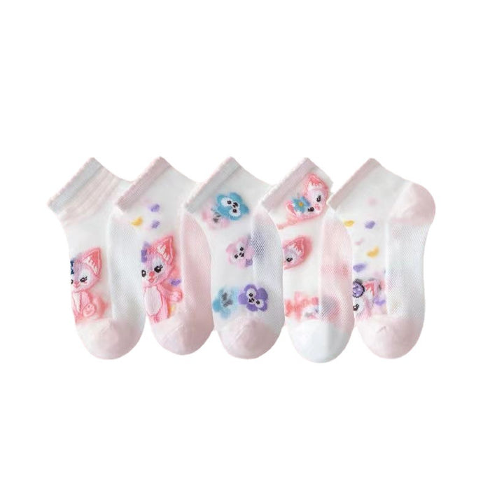 Wholesale Set of 5 Pairs for Summer Children's Cartoon Thin Breathable Cotton Socks JDC-SK-Pingt006