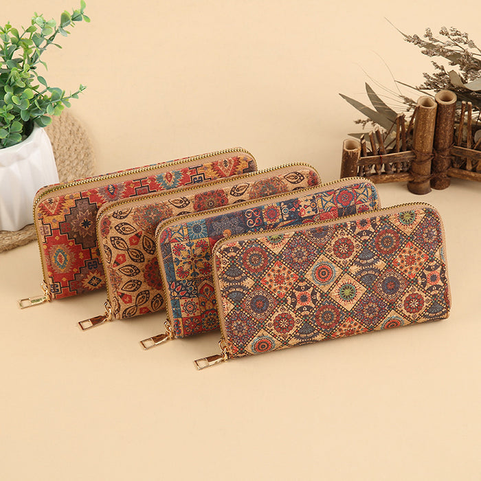 Wholesale PU Leather Long Wallet with Geometric Pattern Zip Around Closure MOQ≥3