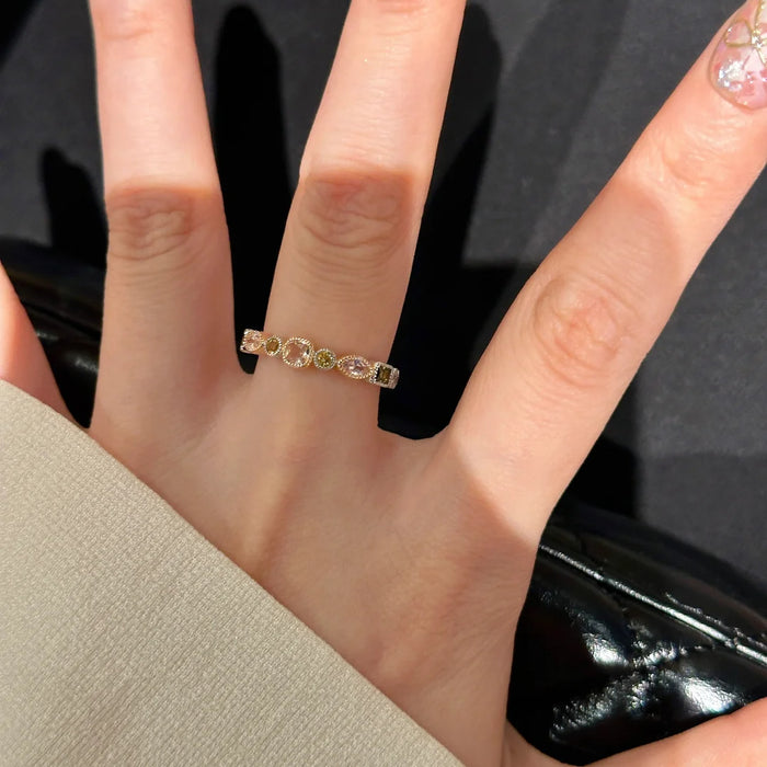 Wholesale Exquisite antique zircon ring with adjustable opening for versatile personality