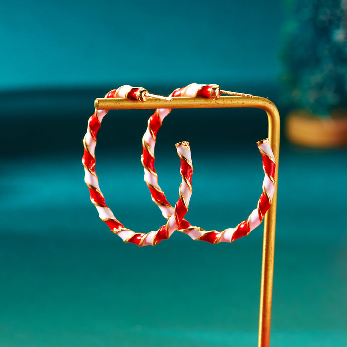 Wholesale Christmas fashion colorful red and green twisted earrings party accessories Christmas earrings
