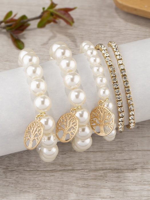 Wholesale Boho Handmade Multi-layered Pearl Tree of Life Pendant Bracelet JDC-BT-FeiYa012