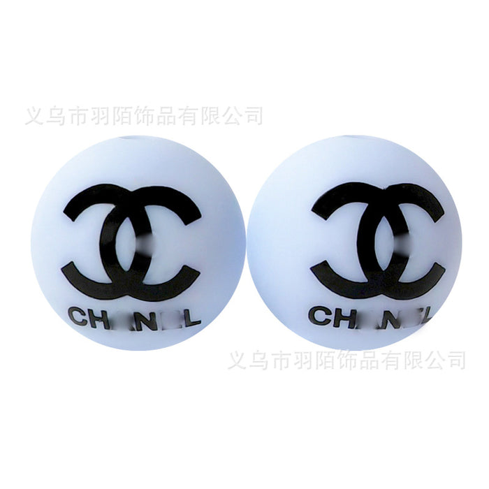 Wholesale 20PCS Round Printed Silicone Beads JDC-BDS-YuMo015