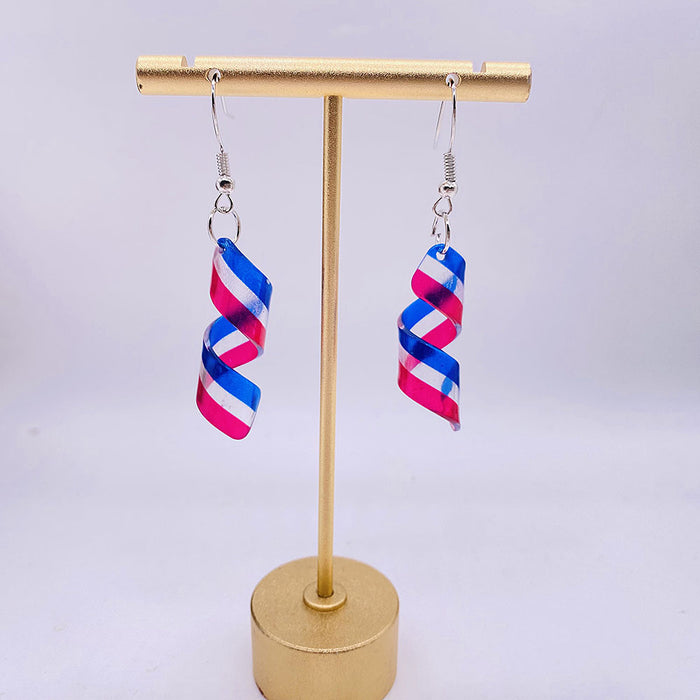 Wholesale Acrylic national flag pattern star element spiral shape necklace and earrings