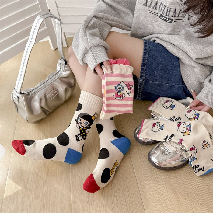 Wholesale Cute socks, mid length socks, pure cotton stockings, personalized and creative design sense