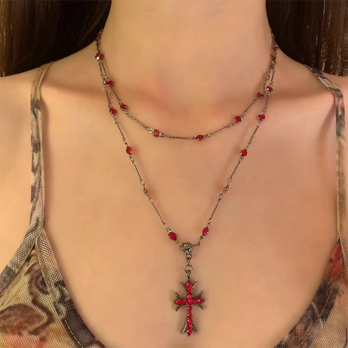 Wholesale New necklace double layered necklace cross pendant