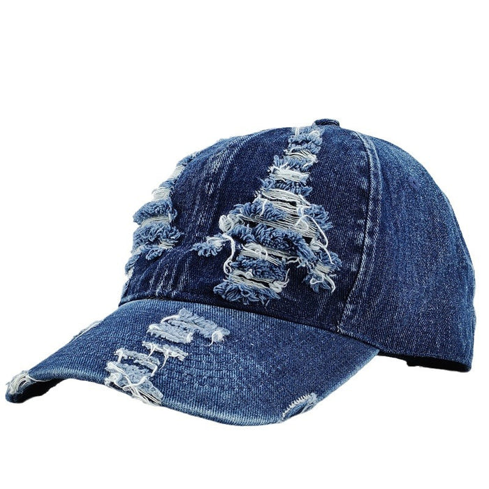 Wholesale Washed denim distressed baseball cap