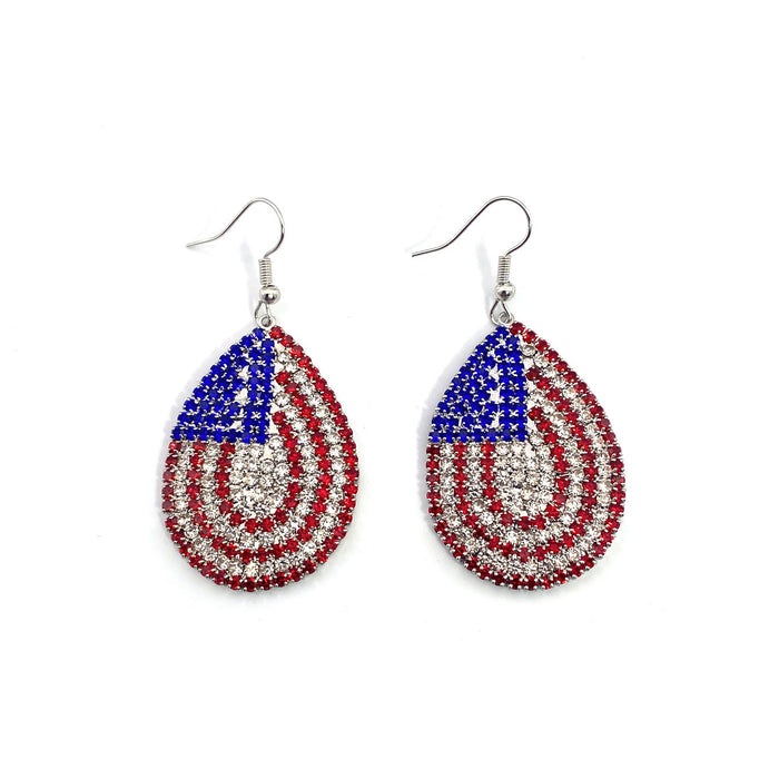 Wholesale Jewelry Fashion Flag Round Earrings Inlaid Party Daily