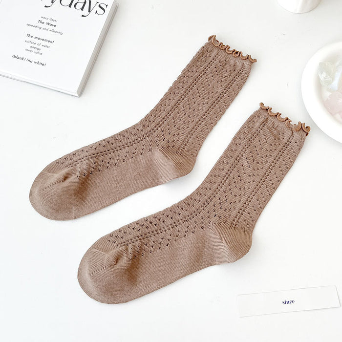 Wholesale Socks, thin cut, hollowed out, stacked socks, middle tube