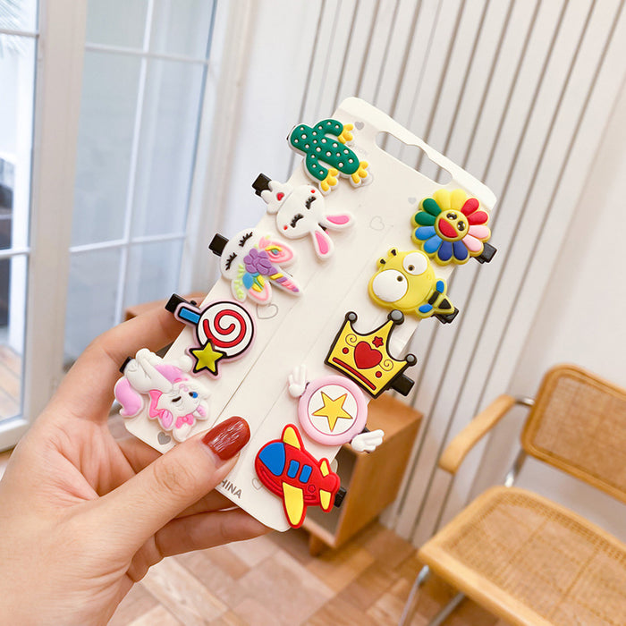 Wholesale 10 pcs soft rubber fruit-themed cute cartoon kids' hair clips